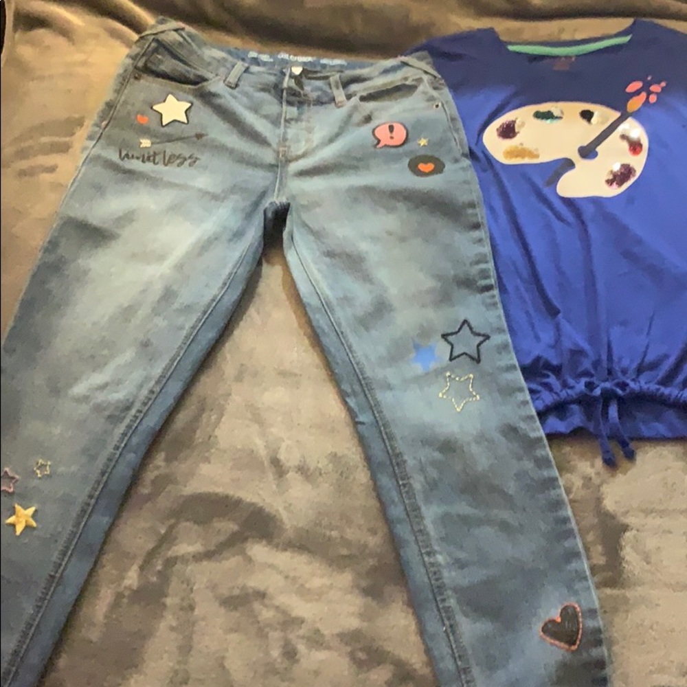 Cat and Jack jeans size 12 and top